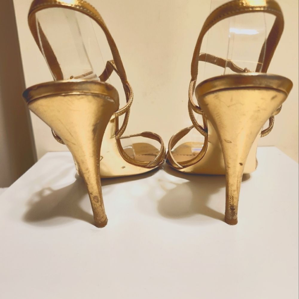 Moschino Cheap & Chic Gold Strappy Stiletto Heel Sandals Sz.8/38.5 Ret.$475 - Picture 7 of 7